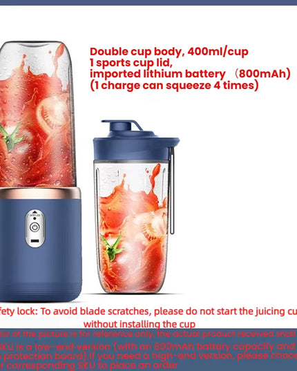 juicerblend - small rechargable juice maker / blender & juice cup + 2pcs cups