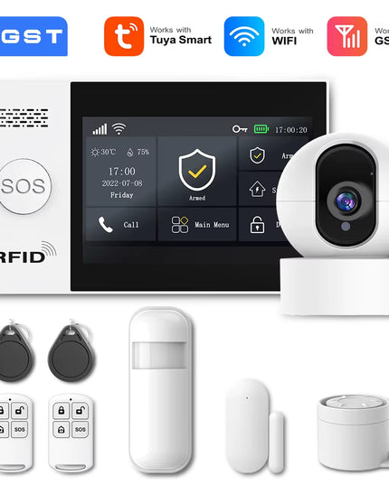 2G GSM Tuya Wireless Home WIFI Home Security with Motion Detector Sensor Burglar Alarm System APP Control Support Alexa