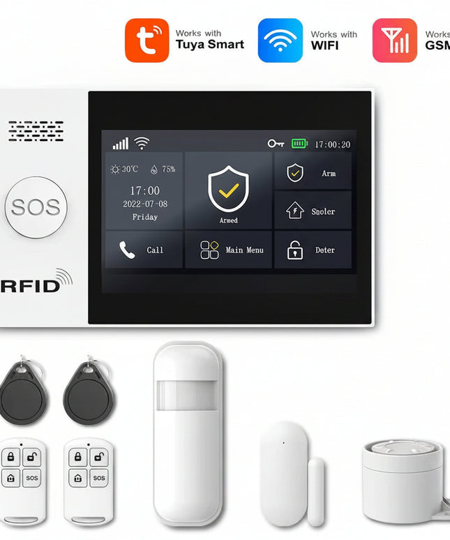 2G GSM Tuya Wireless Home WIFI Home Security with Motion Detector Sensor Burglar Alarm System APP Control Support Alexa