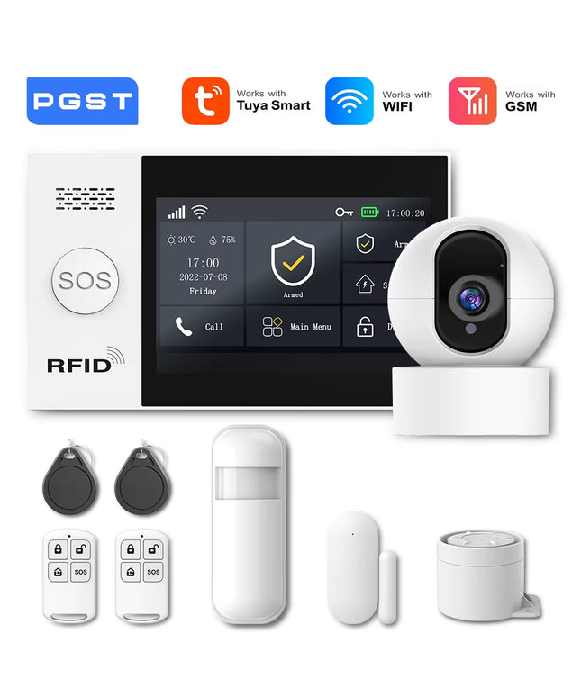 2G GSM Tuya Wireless Home WIFI Home Security with Motion Detector Sensor Burglar Alarm System APP Control Support Alexa
