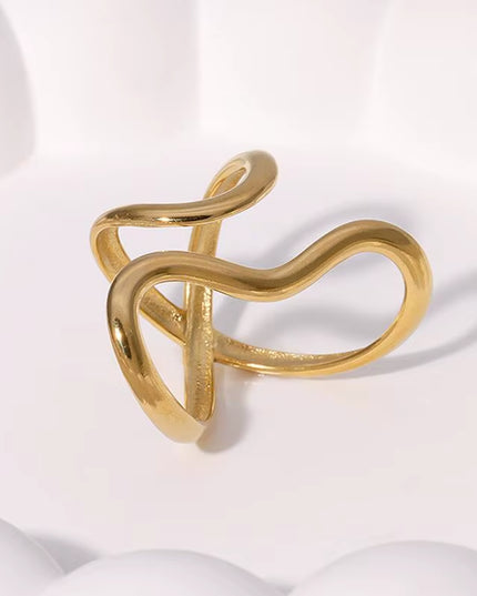 Stainless Steel Waterproof gold open Ring 