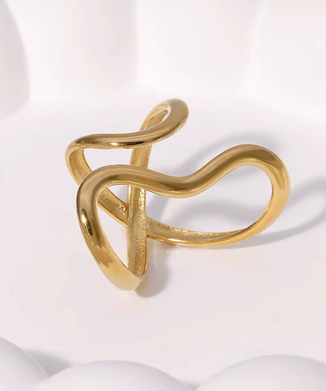 Stainless Steel Waterproof gold open Ring 