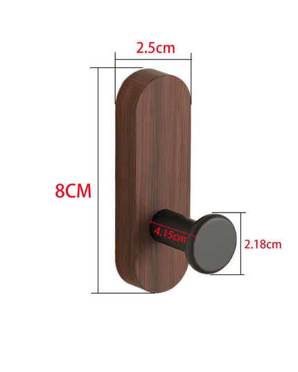 Self Adhesive Mounted Walnut Wood Wall Hooks for Hanging Clothes, bathroom Towels, kitchen napkins 
