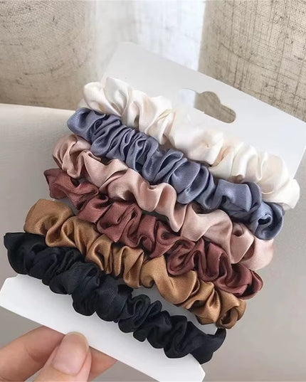 6Pcs Multi color Satin Softer than Silk Hair Scrunchies for Women 