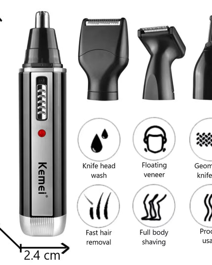 MultiTrimmer - Men's rechargeable 4 in 1 electric Trimmer for  Nose ,Ear, Hair & Beard full Grooming Set