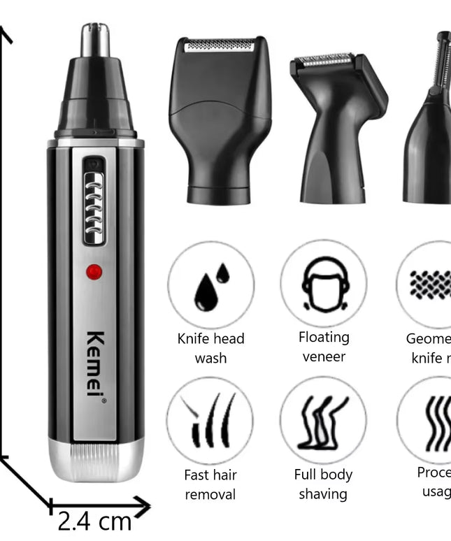 MultiTrimmer - Men's rechargeable 4 in 1 electric Trimmer for  Nose ,Ear, Hair & Beard full Grooming Set