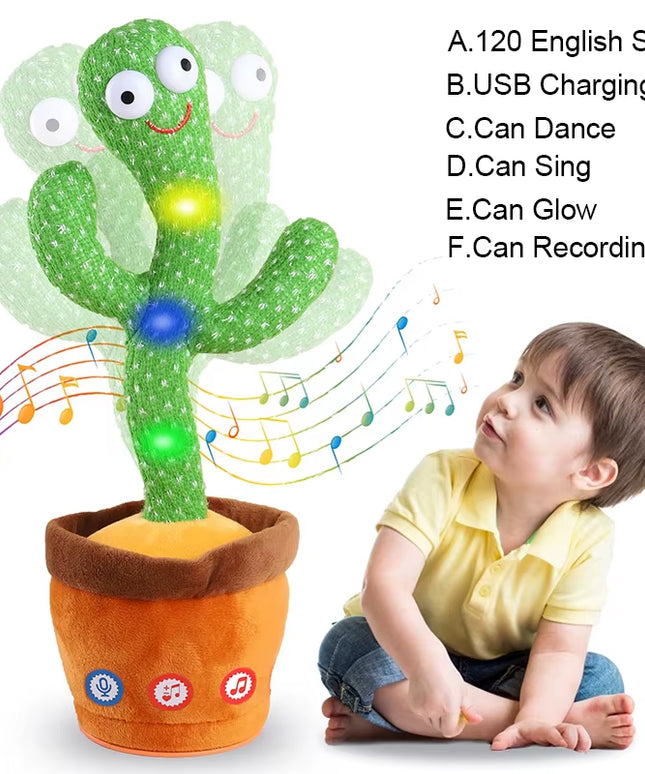 Repeating & Dancing Cactus  - with 120 Song Speaker Talking Usb Battery Voice Repeat Plush Cactus DancingToy