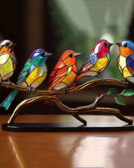 5 Colorful Birds Acrylic Decoration small art piece 