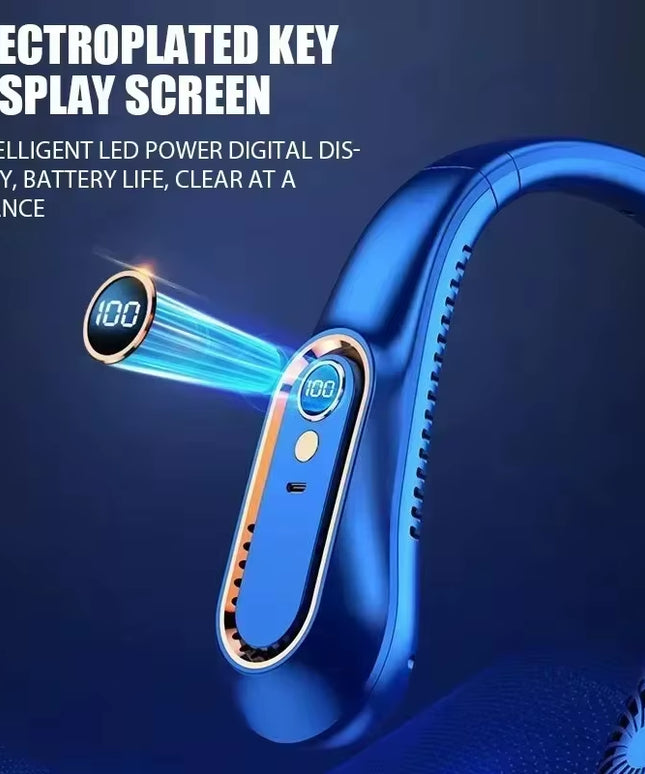 Hanging Neck Style Portable USB Charging Air Cooler fan and Comes with 5-Speed Adjustment with LED Display