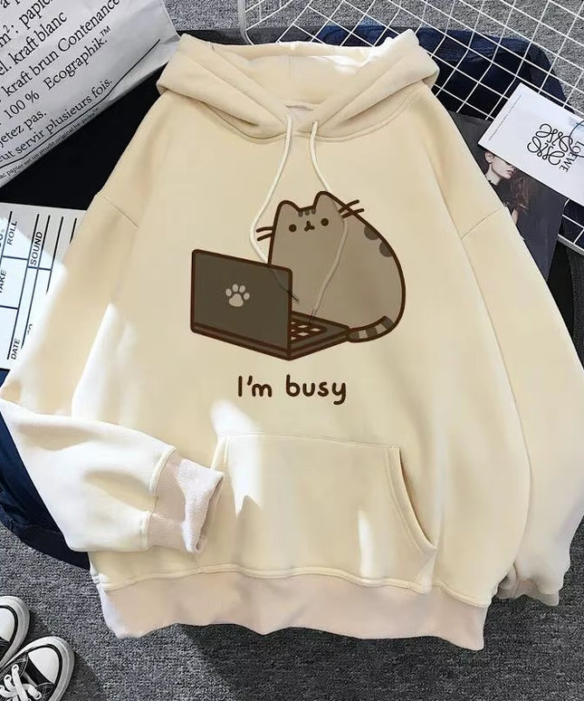 Women's Cat design oversized hoodie