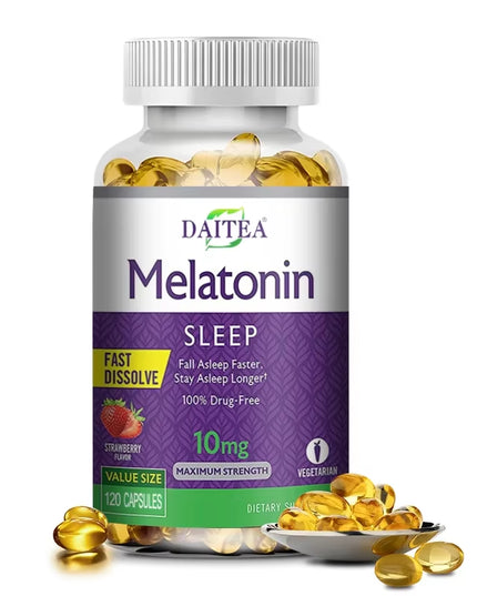 1 bootle / 60 strawberry flavored Melatonin 10Mg capsules for healthy and quick Sleep Dietary Supplement