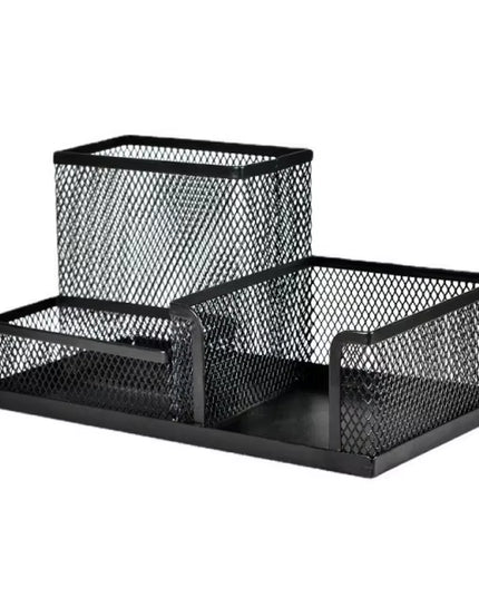 Mesh Desk supplies Organizer with Pencil Holder and Storage Baskets for Desktop Accessories, 3 Compartments