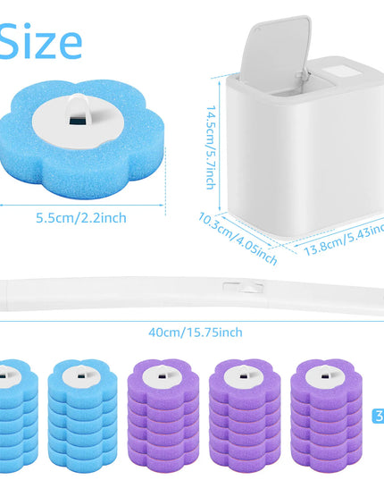 Toilet Brush with Disposable Replacement Head Kits and 30 brush heads