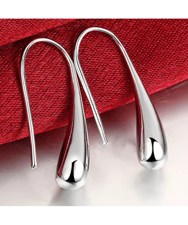 Women's 925 Sterling Silver Water Drop Pendants Hoop Earrings set