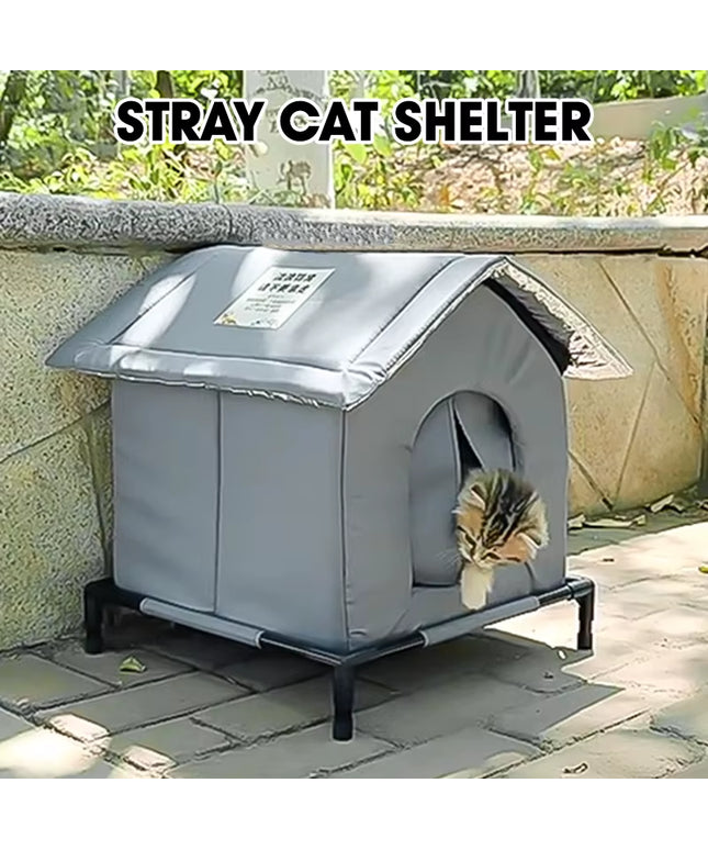 lifted Outdoor stray cat shelter house (thick Waterproof , moisture proof and thermal insulated foldable and washable )