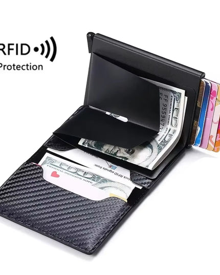Slick Carbon Fiber Credit Card Holder & Wallet for Men RFID Smart Metal protection 