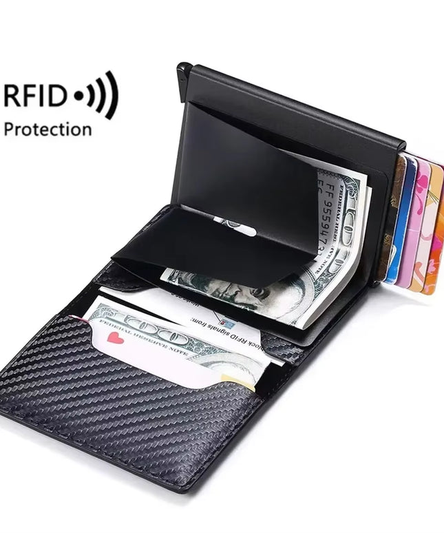 Slick Carbon Fiber Credit Card Holder & Wallet for Men RFID Smart Metal protection 