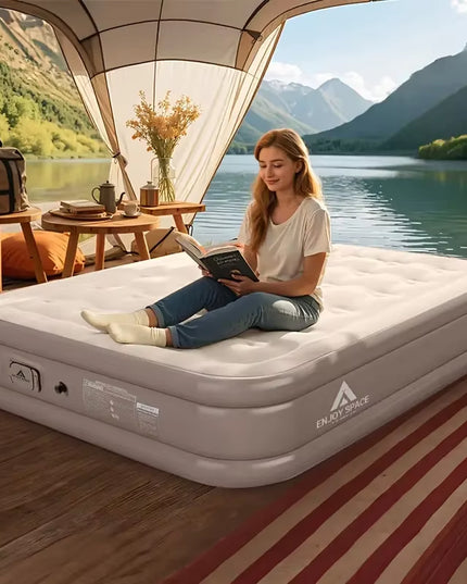 Single & Double PVC Self Inflatable and deflatable Sleeping thickened Air Mattress with Built-In Pump 