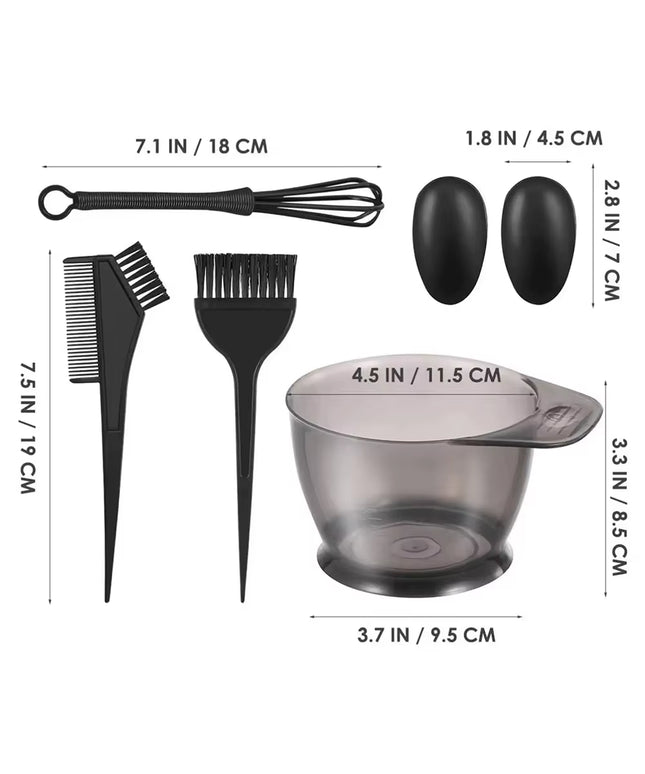 6Pcs Set Professional Hair Coloring Kit for Barber Salon and Home Use 