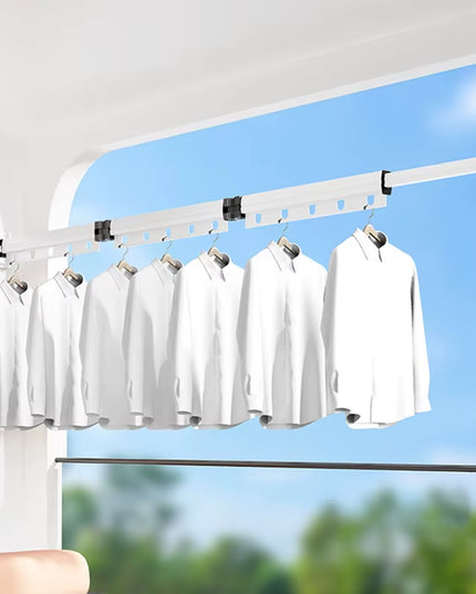 126cm Folding and Extendable sturdy 2 in 1 Clothes Hanger and shower curtains mount wall mount