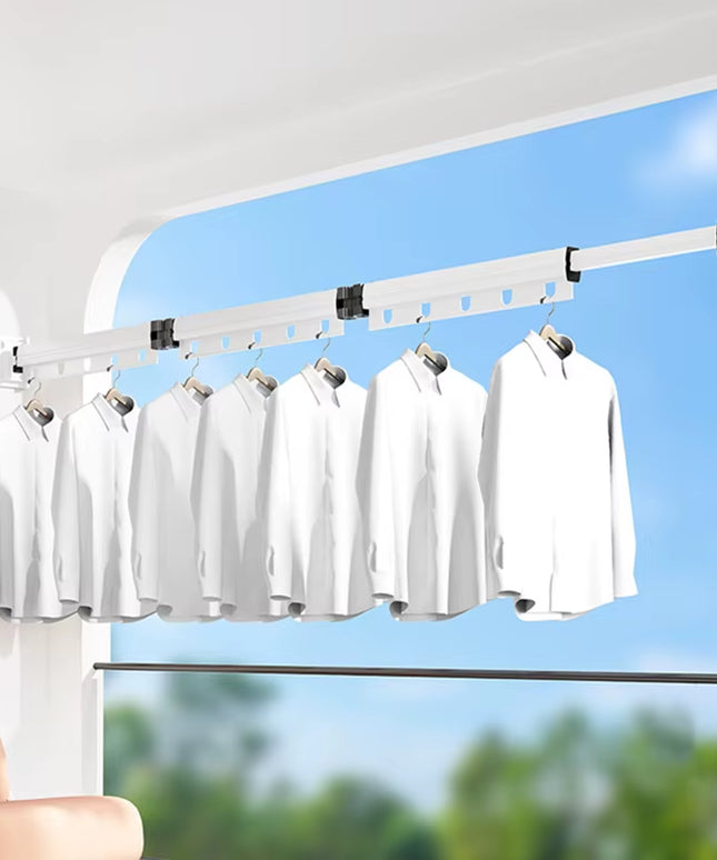 126cm Folding and Extendable sturdy 2 in 1 Clothes Hanger and shower curtains mount wall mount
