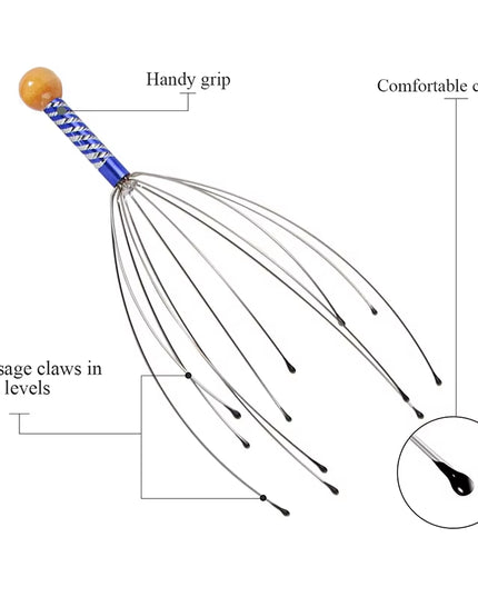 Octopus Head Scratching Scalp Relaxation Relief Massager, Relieves Tension Health Care Tools Random