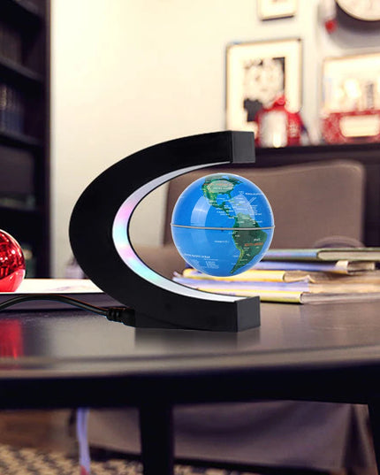 LED Electronic Floating World Map Magnetic Levitation Globe Lamp Light Home Decoration- EU plug