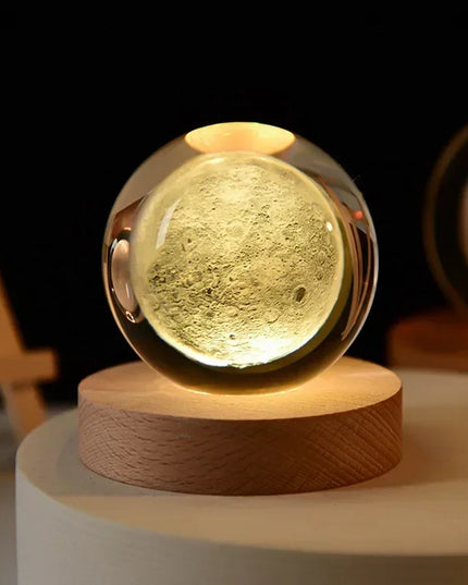 Aesthetic Moon and solar system Crystal Sphere  Clear Glass Galaxy Globe Night Light art