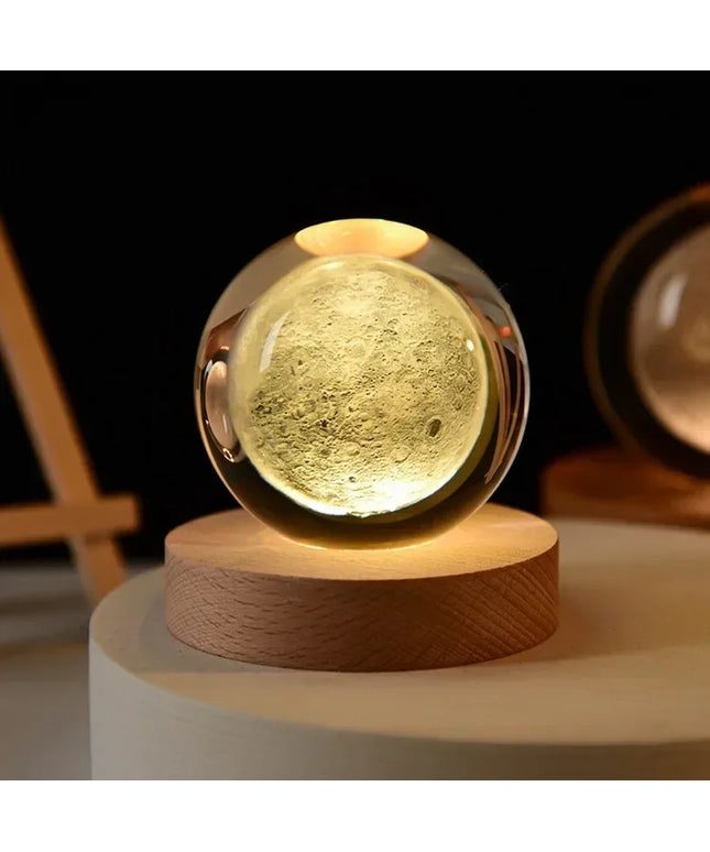 Aesthetic Moon and solar system Crystal Sphere  Clear Glass Galaxy Globe Night Light art
