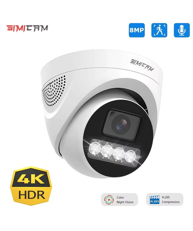 4K  HD Color Night Vision CCTV Video Security Camera for NVR, 5MP POE, IP Onvif H.265 48V Audio Dome 