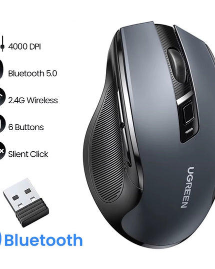 Ergonomic Wireless Mouse – Silent Click, 4000 DPI, 6 Buttons, 5.0 Bluetooth 