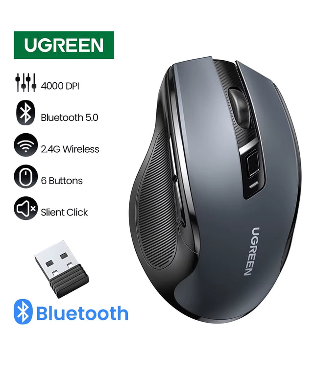 Ergonomic Wireless Mouse – Silent Click, 4000 DPI, 6 Buttons, 5.0 Bluetooth 
