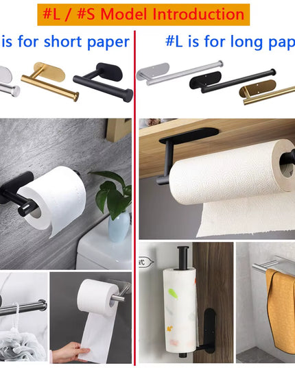 Adhesive & sturdy multi use Holder handle for Kitchen Roll & napkins / Towel holder / Toilet tissue holder -33.5cm handle