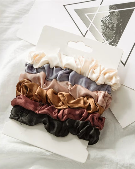 6Pcs Multi color Satin Softer than Silk Hair Scrunchies for Women 
