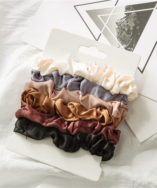 6Pcs Multi color Satin Softer than Silk Hair Scrunchies for Women 