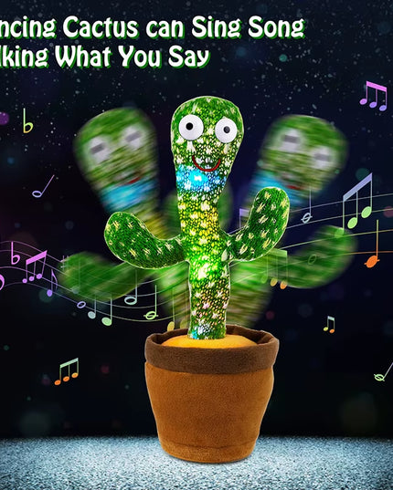 Repeating & Dancing Cactus  - with 120 Song Speaker Talking Usb Battery Voice Repeat Plush Cactus DancingToy
