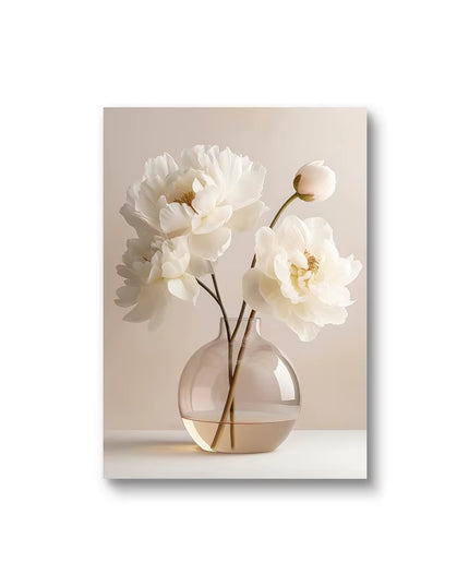 3PCS set of Frameless Nordic Beige Peony Flowers Canvas Wall Decoration- 50x70cm (no frame)