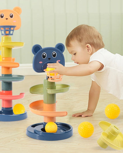 Montessori baby toys ,Track Rolling Sliding Ball up to 9 layers height adjustment 