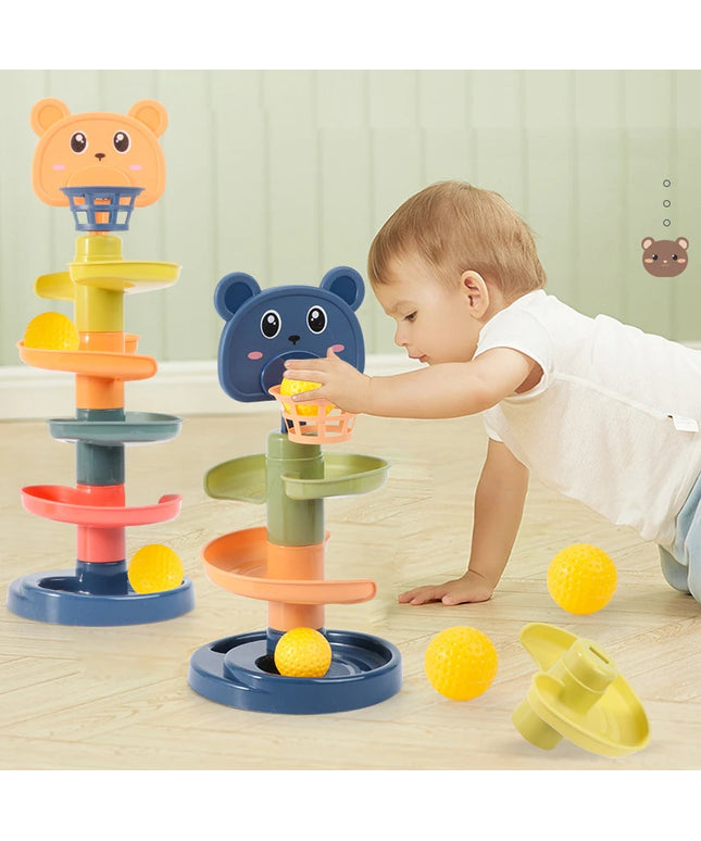 Montessori baby toys ,Track Rolling Sliding Ball up to 9 layers height adjustment 