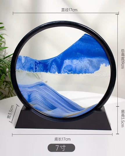 12Inch Flowing sand 3D Sand Art Piece with round Glass 
