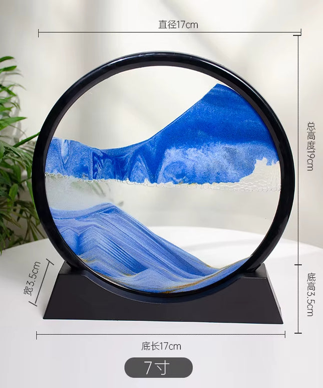 12Inch Flowing sand 3D Sand Art Piece with round Glass 