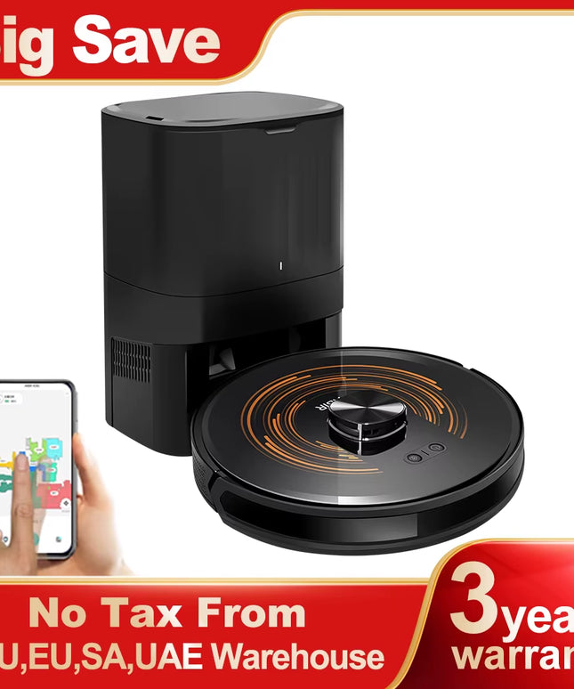 ABIR K30- Smart Robot Vacuum Cleaner + Mopping ,Smart Carpet Floor Washing ,Self-Cleaning Dustbin, Dual Laser,UV Spot Cleaning,240Mins Runtime & 3yrs warranty 