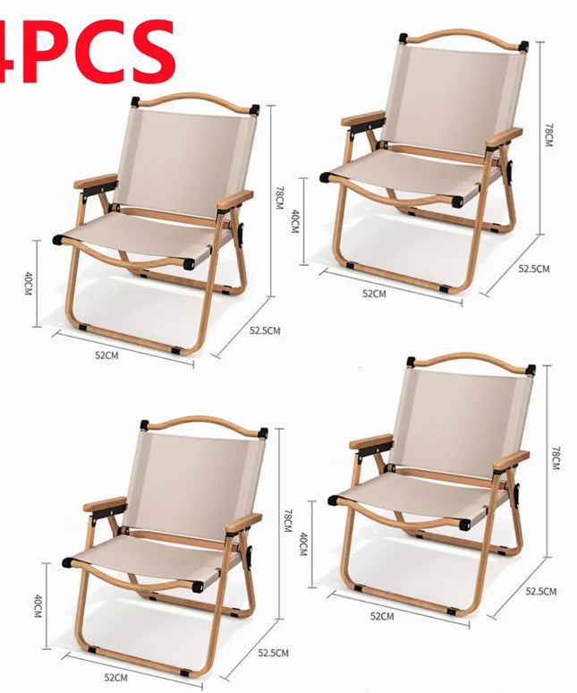 Lightweight and high quality Khaki Camping Outdoor Chairs, Aluminum Alloy and Wood Grain-4pcs set