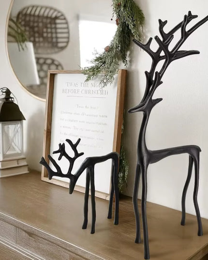 Aesthetic and Modern Reindeer Resist Black Finish Statue art decoration (best to buy and match both)