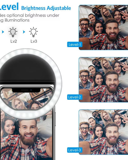 Small portable USB Charge LED Selfie Ring Lightweight Lamp for ios , android , tablets , laptops or computers