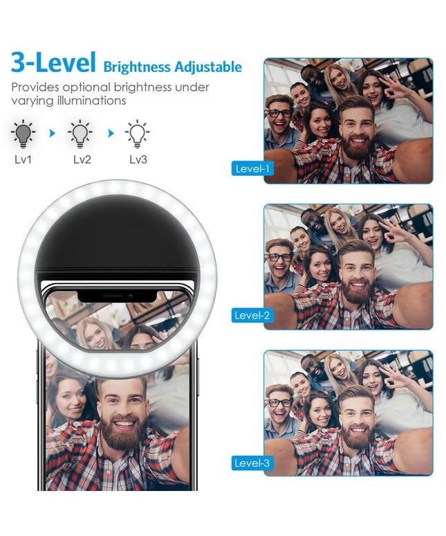 Small portable USB Charge LED Selfie Ring Lightweight Lamp for ios , android , tablets , laptops or computers