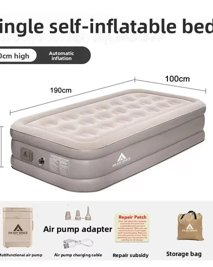 Single & Double PVC Self Inflatable and deflatable Sleeping thickened Air Mattress with Built-In Pump 