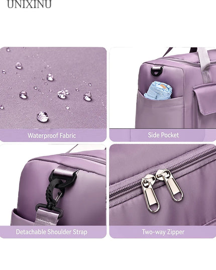 Women's 35L capacity Large waterproof Carry on Travel Bag , Duffle Bags , gym bag with Shoe Compartment 