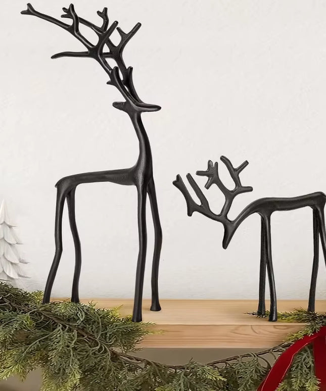 Aesthetic and Modern Reindeer Resist Black Finish Statue art decoration (best to buy and match both)