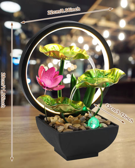 Fortune Fountain - Tabletop Water USB Powered Relaxation indoor waterfall fountain with lights